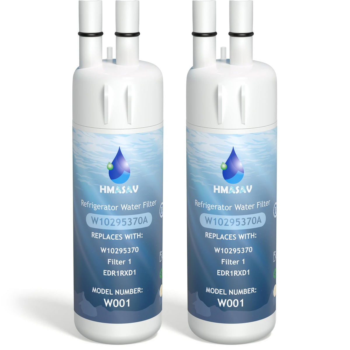 HMASAV W10295370A Water Filter Replacement, Compatible with Everydrop Filter 1, Whirlpool EDR1RXD1, EDR1RXD1B, W10295370, WHR1RXD1, KAD1RXD1, P4RFKB2, P8RFWB2L, 46-9930, 46-9081 2PACK