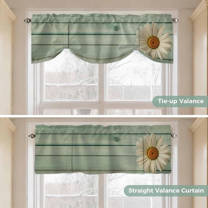 Daisy Flower Tie Up Valance Curtains