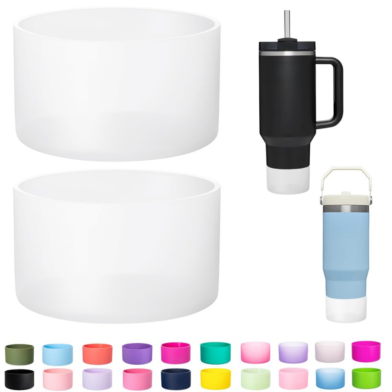 LONPARRY 2-Pack Silicone Boot for Stanley Cup 30oz & 40oz, Anti-Slip & Noise Reducing Bottom Protector for Quencher H2.0 & IceFlow 20/30oz, BPA-Free, Essential Accessories for Car, Office & Trave