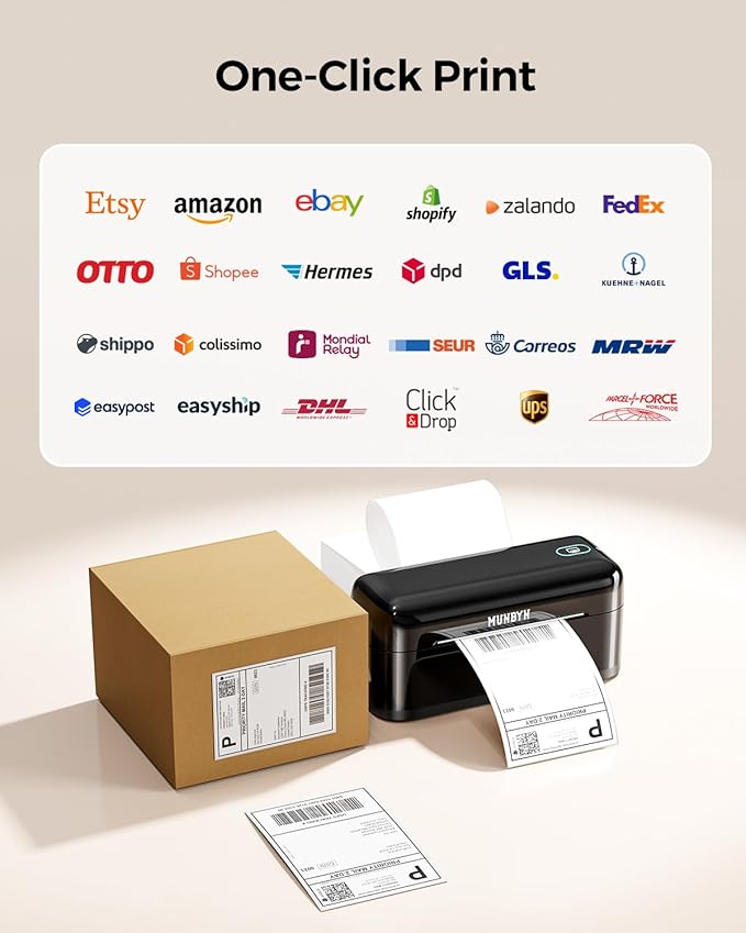 MUNBYN Bluetooth Thermal Label Printer RealWriter RW402B, 4x6 Shipping Label Printer for Small Business, Compatible with Android, iPhone and Windows, Mac, Chromebook, Ebay, USPS, FedEx, Shopify