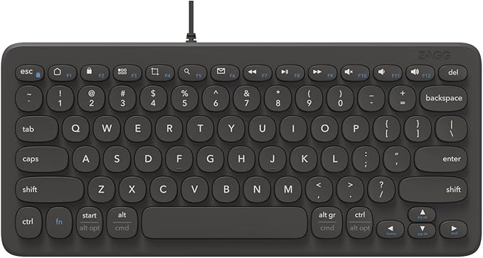 ZAGG Connect Keyboard 12C - Compact Type-C Wired Desktop Keyboard - Universal Compatibility with Windows, ChromeOS, Android, iOS, macOS, iPadOS - Optimized Typing Experience - Eco-Conscious Design