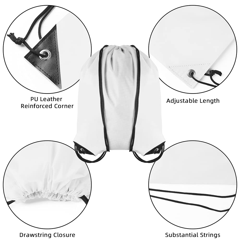 GoodtoU Drawstring Bags Bulk Nylon Backpack Draw String Back Bag Cinch Sack Drawstring Gym Bag Backpack for Sport, Traveling, Team (White, 128Pcs)