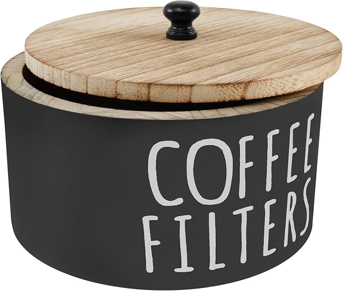 Coffee Filter Holder, Wooden Large Capacity Rustic Coffee Filter Storage Case