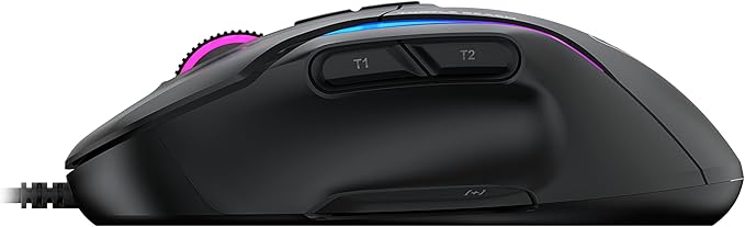 Turtle Beach Kone II Wired RGB Gaming Mouse, 26000 DPI Optical Sensor, 100M Click Life Optical Switches, 23 Customizable Inputs, Ergonomic Design, 4D Scroll Wheel, Pure PTFE Glides - Ash Black