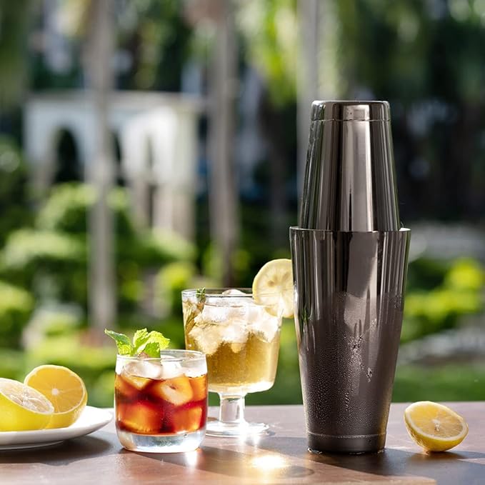 ETENS Boston Cocktail Shaker Black, Cocktail Shaker Tins Weighted, Bar Shaker Set Bartender Shakers for Bartending - Martini Shaker Stainless Steel Drink Mixer | Bar Tools Metal Shaking Tin | Gunmetal