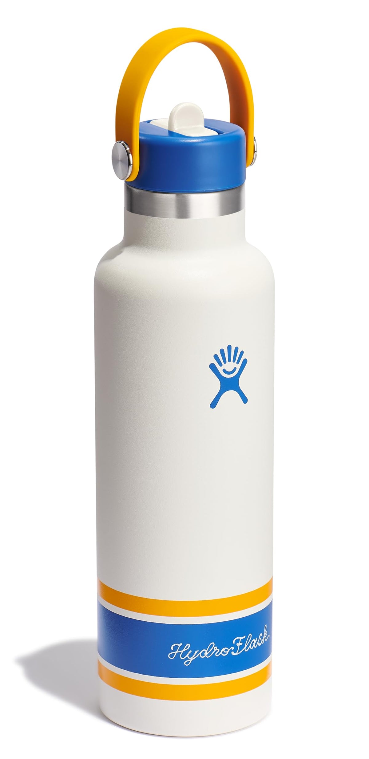 Hydro Flask Water Bottle - Insulated Stainless Steel - Standard Mouth Flex Straw Lid, Non Spill, Leakproof and Refillable in 21 Oz Campus Ivory