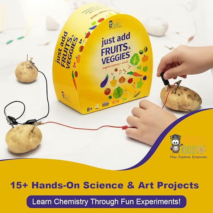 STEM Toys by Griddly Kids – Art & Science Kits for Kids 8-12, STEM Kits for Learning & Education Toy, Chemistry Set for Hands-on Learning, Experiment Gifts for Boys & Girls (Just Add Fruits & Veggies)