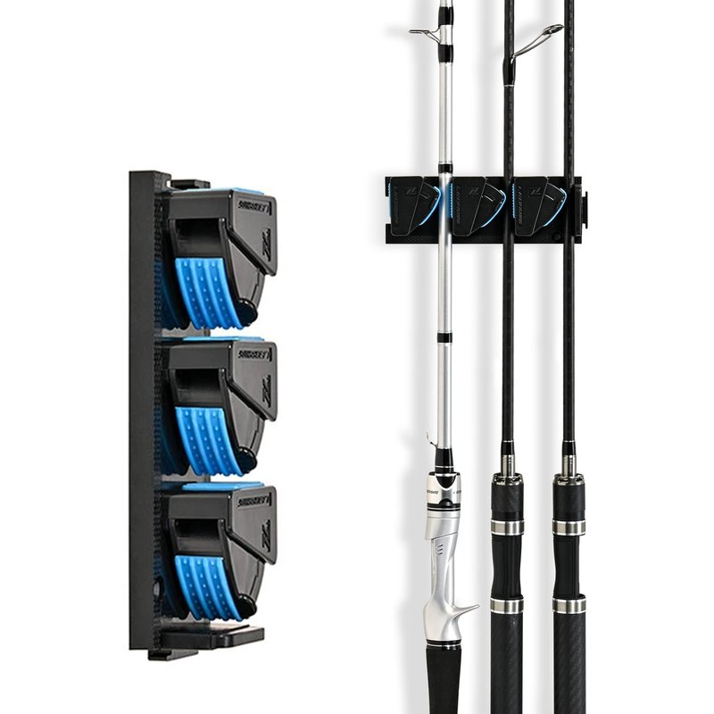 RESTCLOUD Fishing Rod Holder Vertical, Fishing Pole Holders for Garage, Fits 3-19mm Rod Diameter (3 Slots)