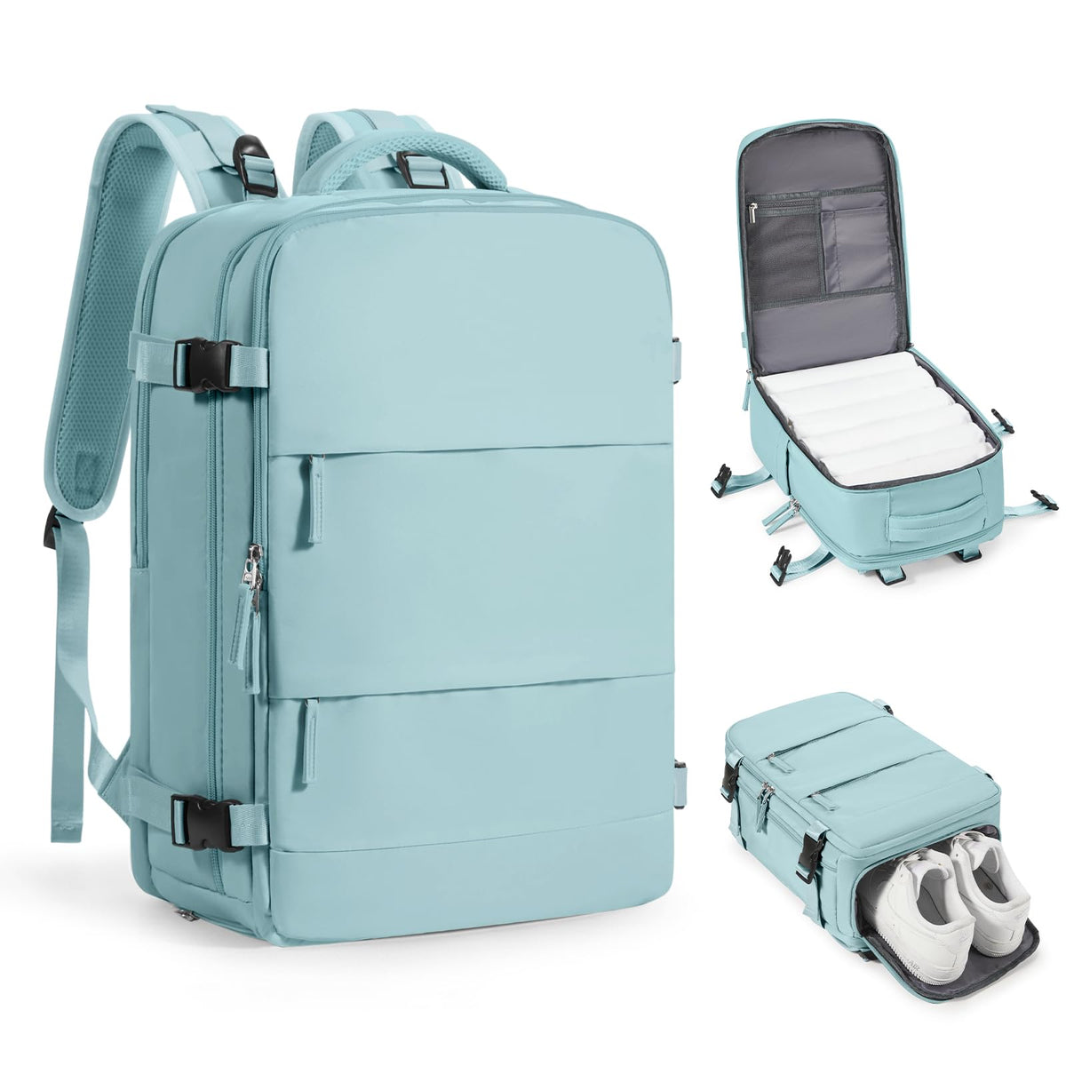 coofay Travel Backpack Carry On Flight Approved Personal Item Travel Bag Carry On Backpack For Airplanes Personal Item Bag 18x14x8 Inches Backpack for Traveling on Airplane Blue