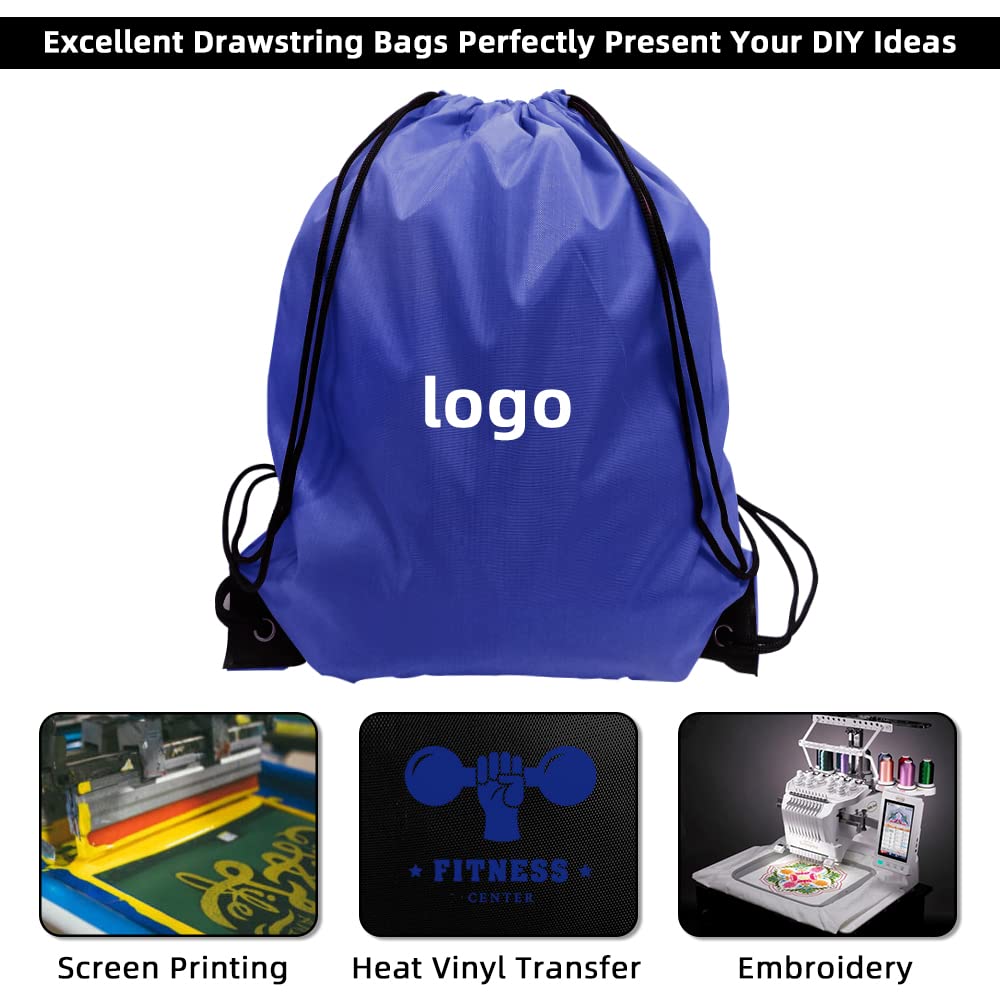 GoodtoU Drawstring Bags Bulk, 60 Pcs Draw String Bags Cinch Bag Drawstring Gym Bag Sackpack Backpack for Women Men, Blue