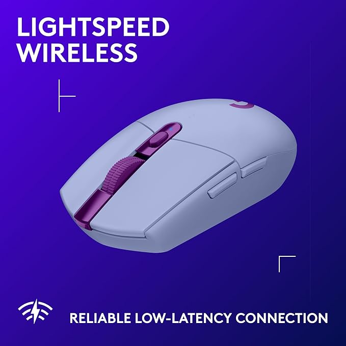 Logitech G305 Lightspeed Wireless Gaming Mouse, Hero Sensor, 12,000 DPI, Lightweight, 6 Programmable Buttons, 250h Battery, On-Board Memory, Compatible with PC, Mac - Lilac