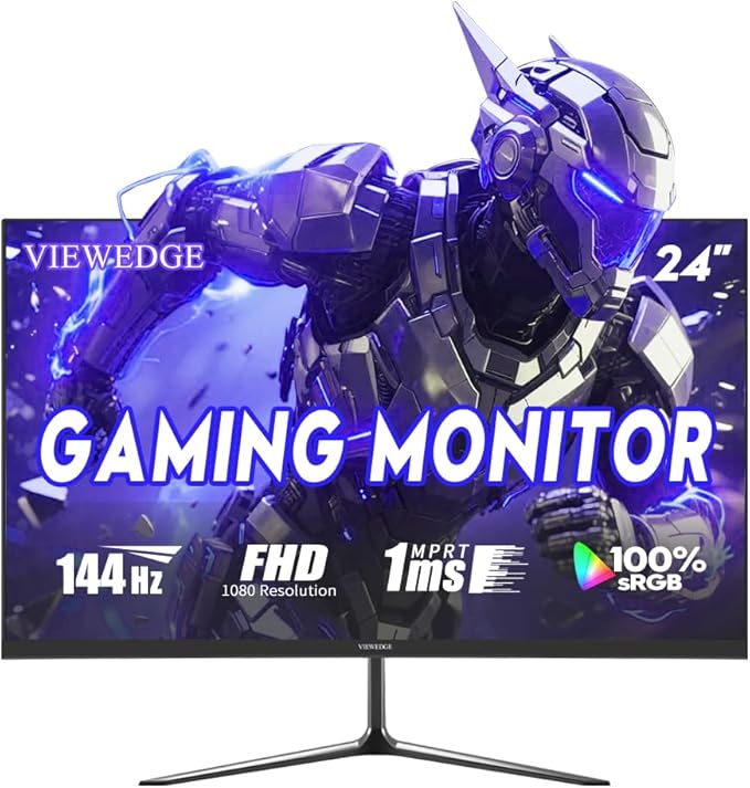 Viewedge 24 Inch Gaming Monitor 1080p 144hz, VA 1ms FHD Computer Monitor with 100% sRGB, Bluelight Filter, HDMI & VGA Port, Support Wall Mount
