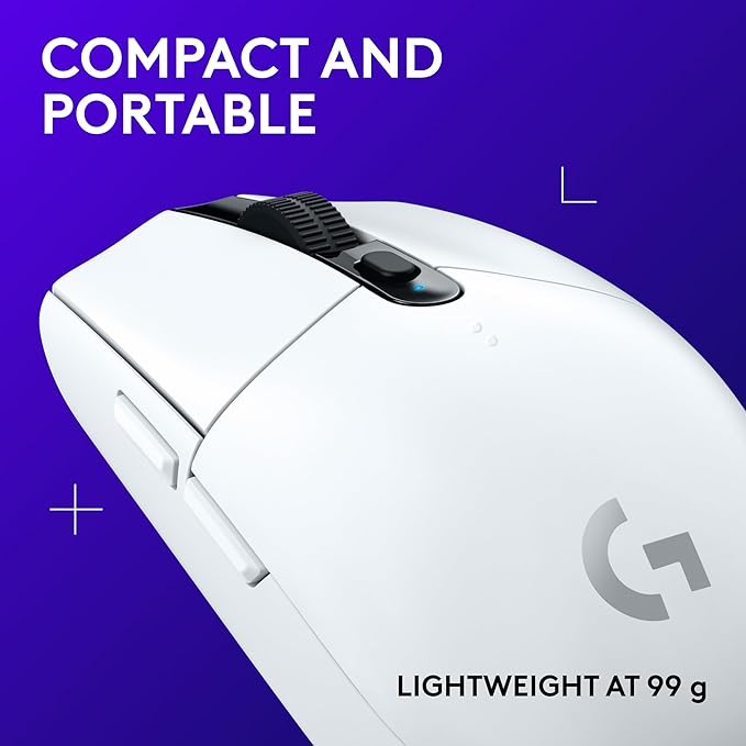 Logitech G305 Lightspeed Wireless Gaming Mouse, Hero Sensor, 12,000 DPI, Lightweight, 6 Programmable Buttons, 250h Battery, On-Board Memory, Compatible with PC, Mac - White