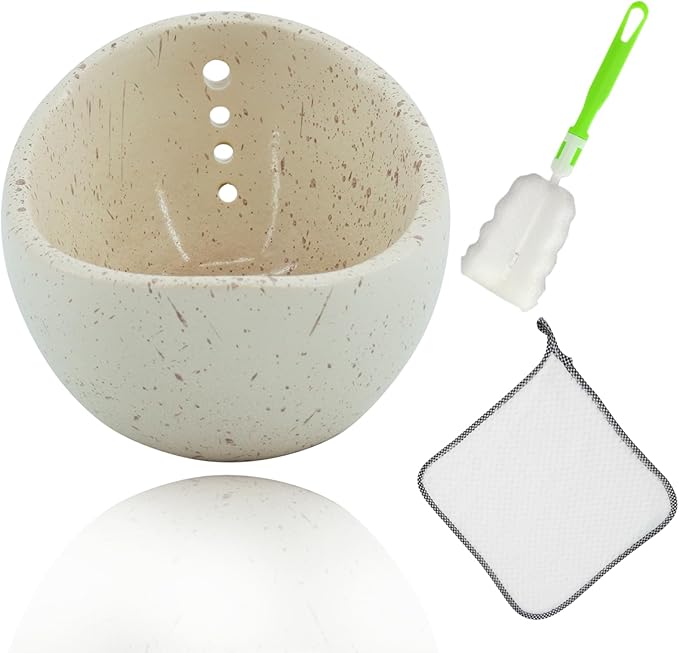 HISAKYST Herb Stripper,Herb Stripping Bowl Ceramic Pottery, Handmade Ceramic Herb Stripping Mug, Handmade Herb Stripping Tool for,Comes With a Cleaning Brush And A Cleaning Cloth