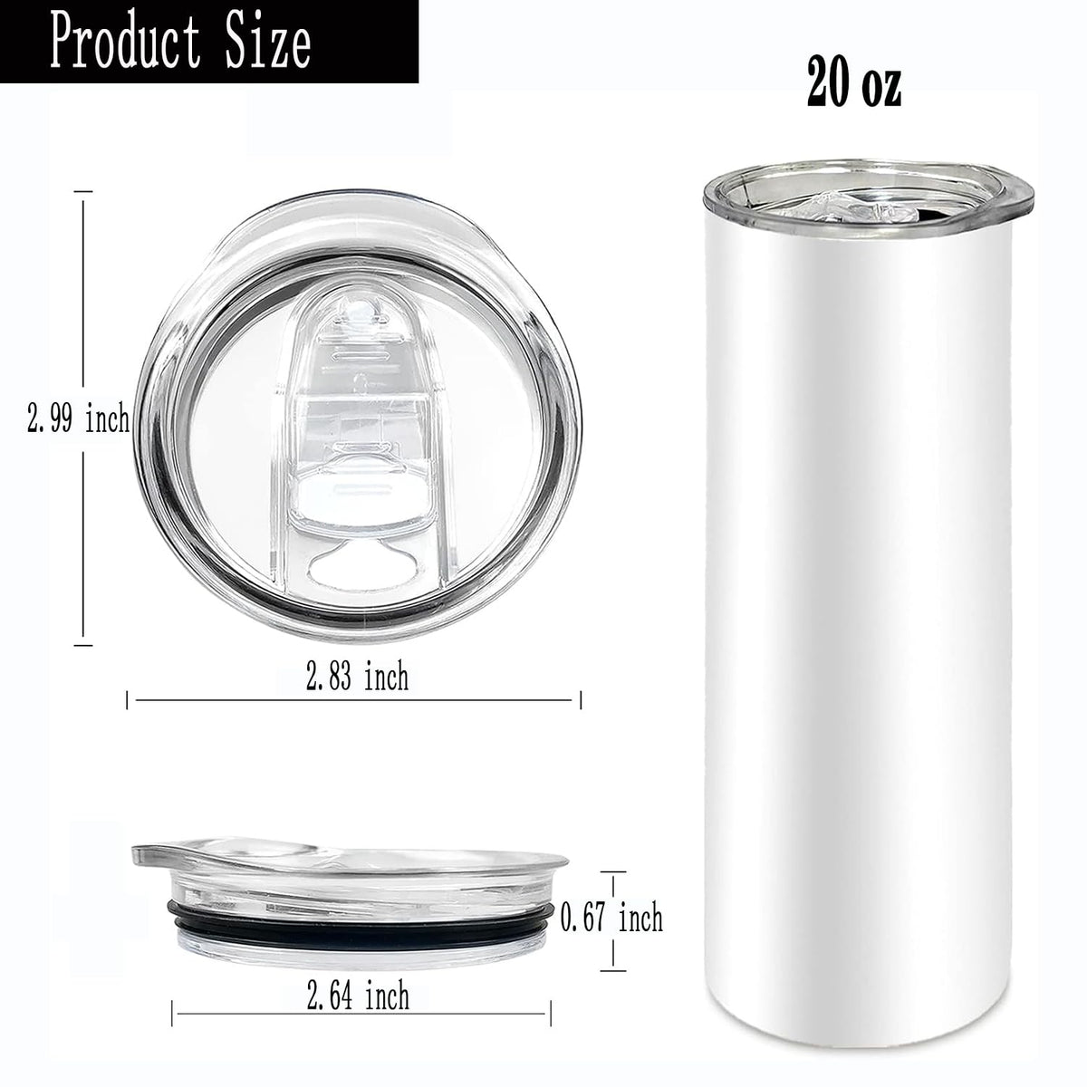 20 oz Skinny Replacement Lids Tumbler Replacement Lids Plastic Splash Resistant Covers Spill Proof Skinny Cup Covers for Mouth Cooler Cup (Clear, 5 Pack)