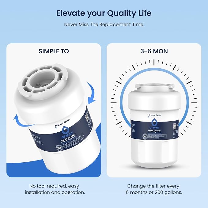 GLACIER FRESH Replacement for MWF Refrigerator Water Filters, SmartWater MWFP