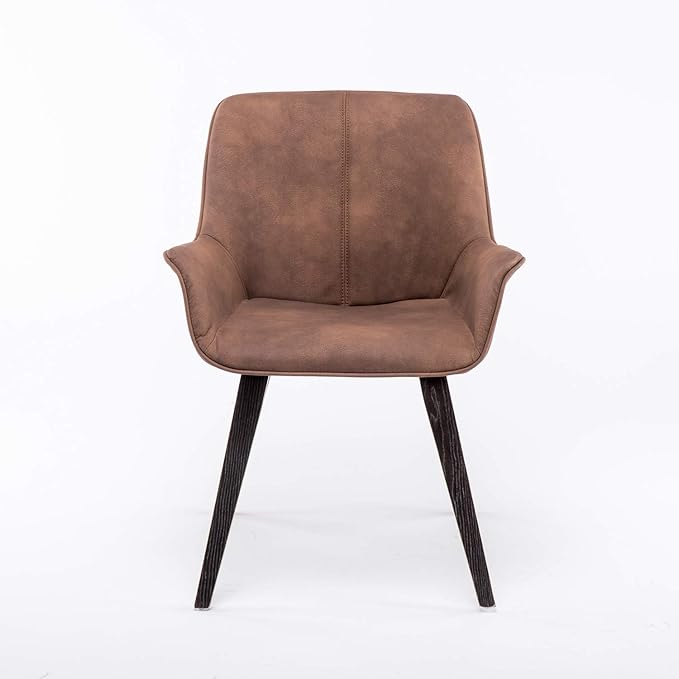 PU Leather Living Room Chairs with Arms Mid Modern Dining Chairs Set of 4 & 2 & 6 Kitchen & Dining Room Chairs Upholstered Accent Chairs Set of 2 (Brown, 2)