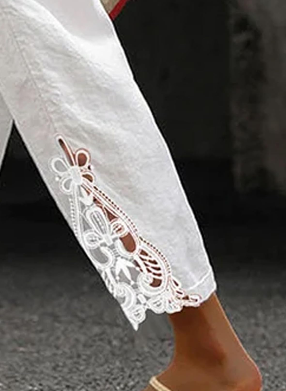 Acelitt Womens Casual Linen Pants Lightweight Drawstring Elastic Waist Fall 2026 Beach Ankle Capri Pants Trousers White Medium