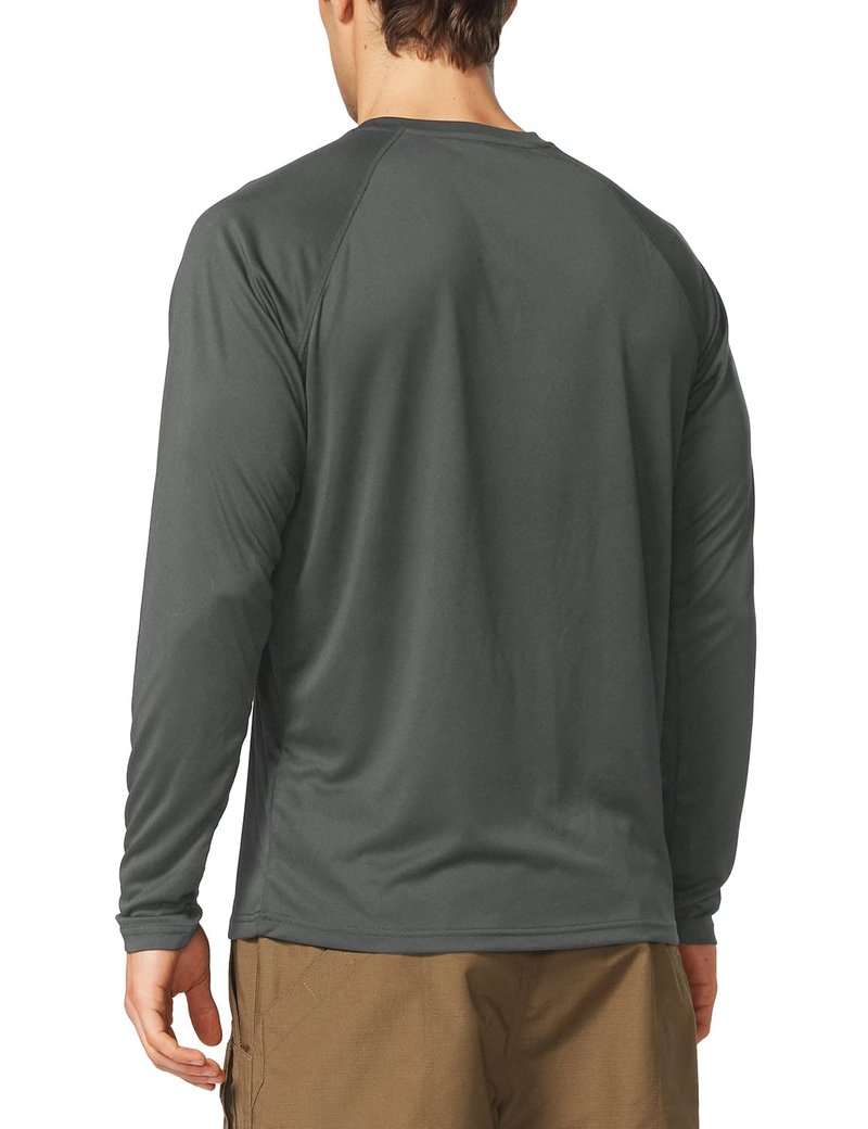 baleaf Mens UPF 50+ Sun Protection Shirts Long Sleeve Rash Guard, Quick Dry 4-Way Stretch for Fishing Swimming Surfing 01-Deep Gray L