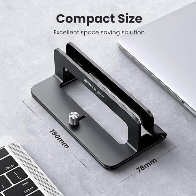 UGREEN Vertical Laptop Stand Holder for Desk Compatible with MacBook Pro, MacBook Air Stand Vertical Aluminum Adjustable for Up to 17.3 Inch Gaming Laptop, Black