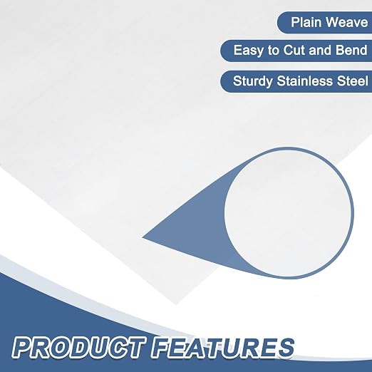 uxcell 400 Mesh 39" x 10" Woven Wire Mesh, 316 Stainless Steel Air Vent Filter