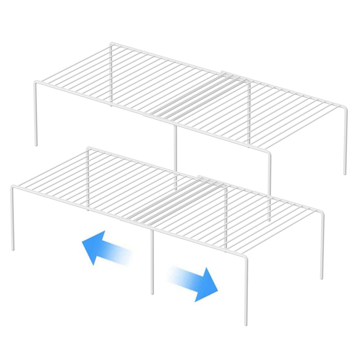 GEDLIRE Kitchen Cabinet Expandable Shelf Organizers Set of 2, Adjustable Metal Wire Pantry Storage Shelves, Plate Dish Organizer Rack for Cabinets, Cupboard, Counter, Freezer, Countertop, White