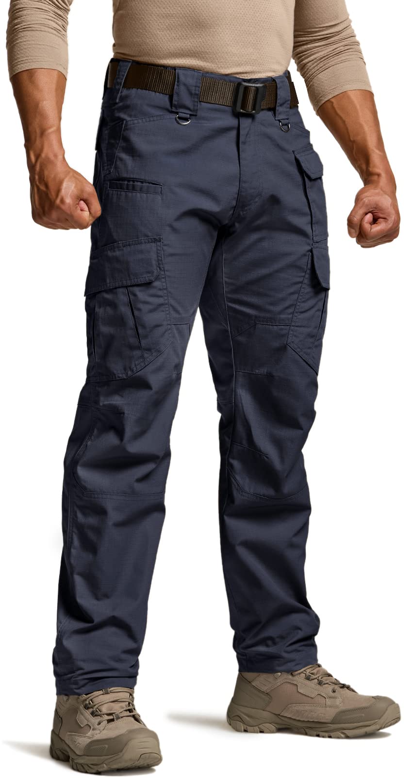 CQR Men's Tactical Pants, Water Resistant Ripstop Cargo Pants, Lightweight EDC Work Hiking Pants, Outdoor Apparel, Duratex Mag Pocket Police Navy, 36W x 34L