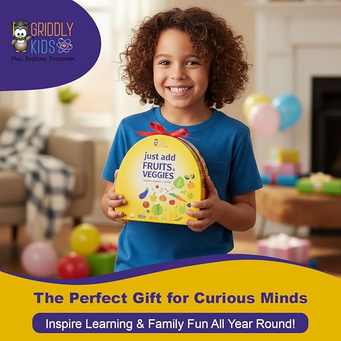 STEM Toys by Griddly Kids – Art & Science Kits for Kids 8-12, STEM Kits for Learning & Education Toy, Chemistry Set for Hands-on Learning, Experiment Gifts for Boys & Girls (Just Add Fruits & Veggies)