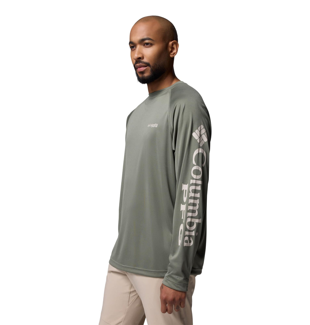 Columbia Men's PFG Terminal Tackle Long Sleeve Fishing Shirt, Cypress/Dark Stone Logo, Medium