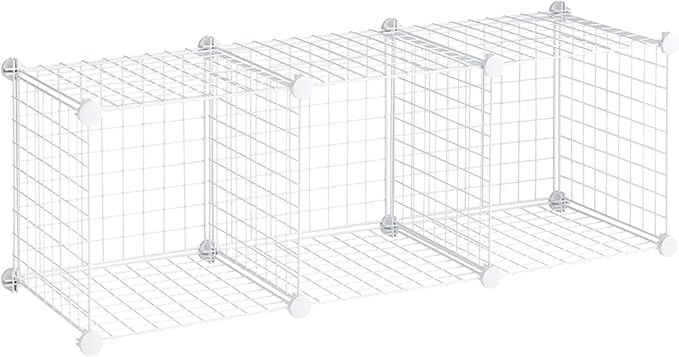 Rubbermaid 3 Piece Storage Wire Stackable Cube Set Easy Assemble White for Closet/Bookshelf/Toys Multi-Use Home Organizer