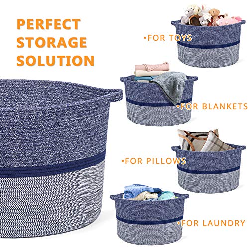 R RUNKA Extra Large Storage Basket - Soft Woven Organizer, 22" x 14" - color: Blue