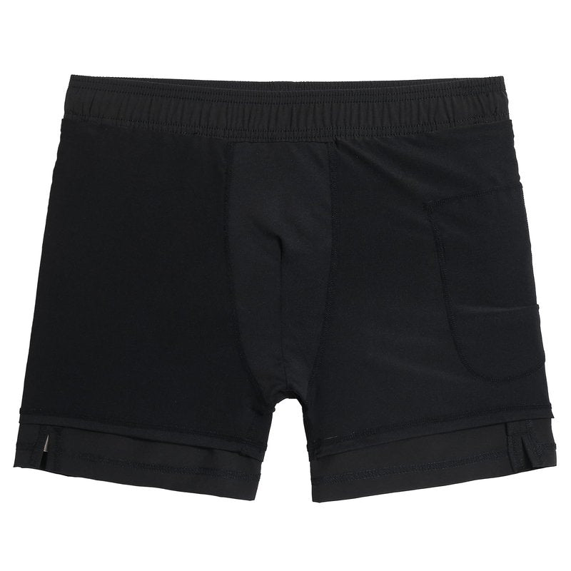 maamgic 5inch Mens Swimming Trunks with Compression Liner 2-in-1 Swim Trunks Stretch Quick Dry Swim Shorts Zipper Pockets Black and Black Large