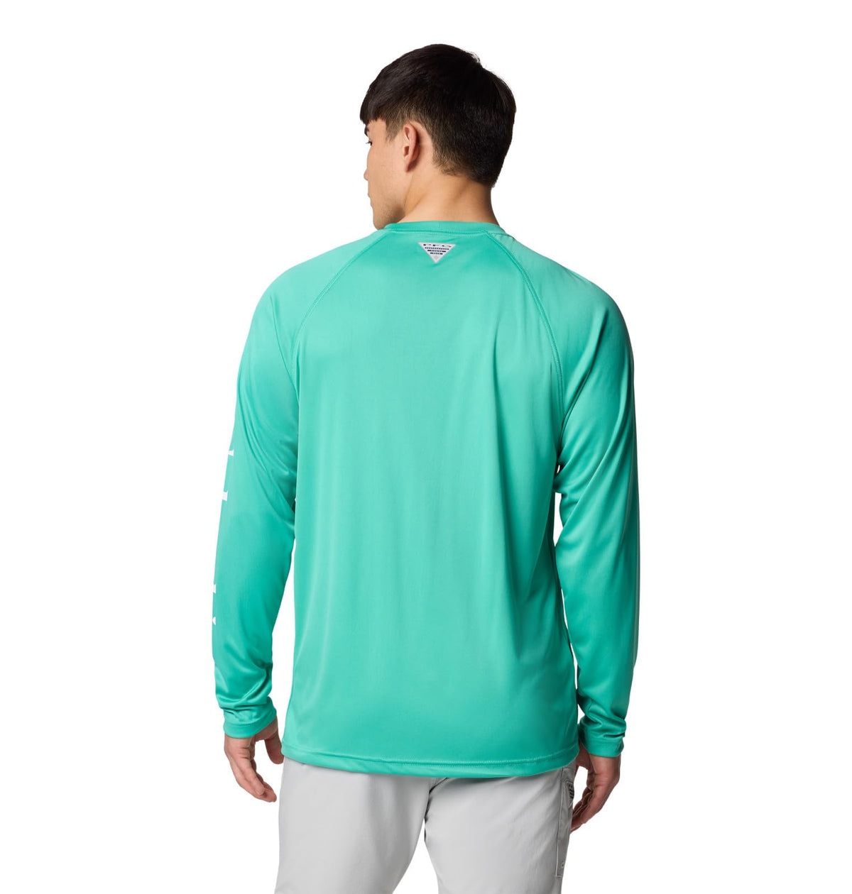 Columbia Men's PFG Terminal Tackle Long Sleeve Fishing Shirt, Glaze Green/White Logo, X-Large