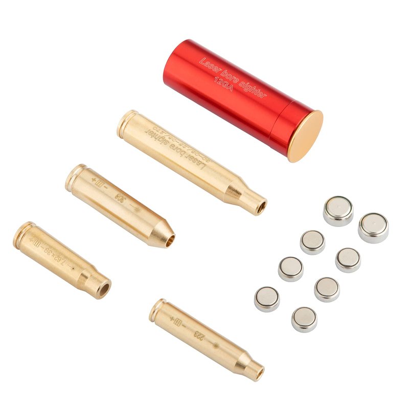 Laser Bore Sight for .30-06/25-06/270 Cartridge Hunting Red Dot Boresighter with 6 Batteries（2 Set Batteries）