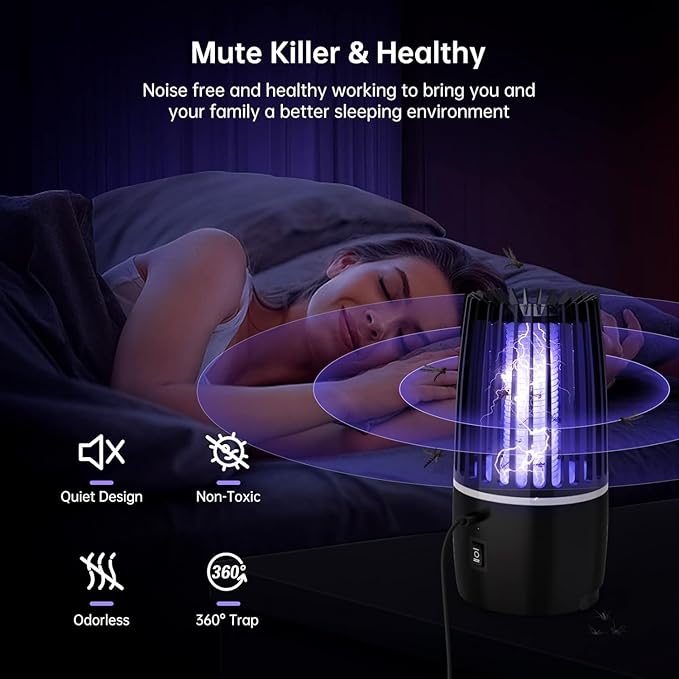 Tiptop Home Bug Zapper Indoor, Rechargeable Bug Zapper with Powerful Fan & Large Storehouse for Gnats, Moths, Fruit Flies, Indoor Insect Killer Trap for Bedroom, Office, Kitchen