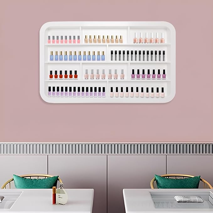 Wall-Mounted Nail Polish Organizer Rack - 4 Tier 10 Cube Floating Nail Polish Shelves, Makeup & Beauty Essentials Storage - Multi-Purpose Display Holder for Home Spa & Nail Studio - 39.37in