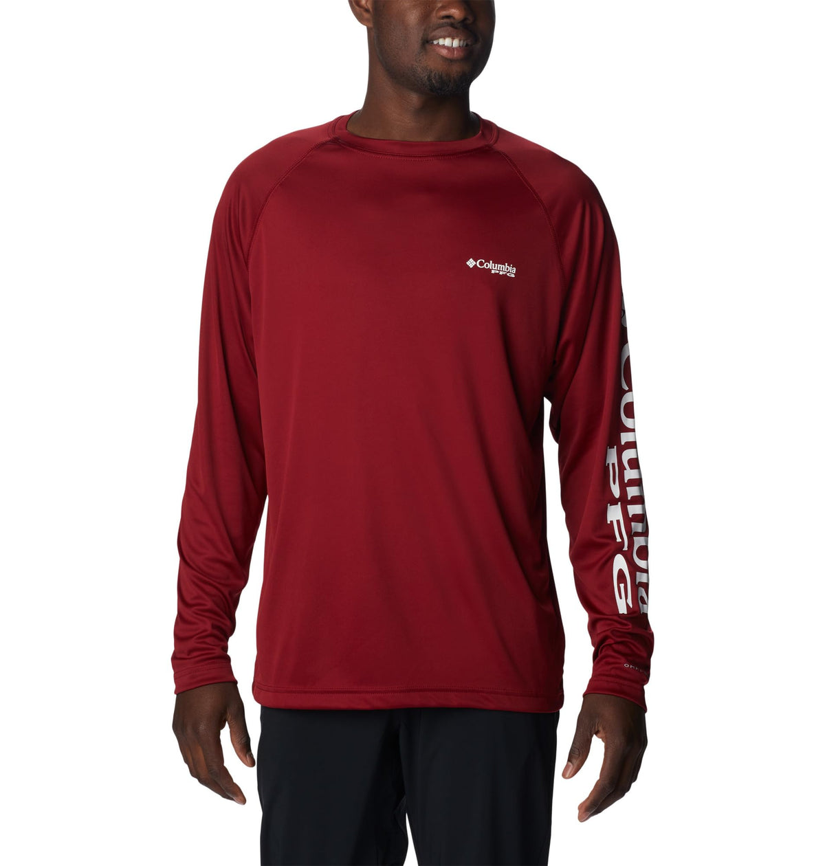 Columbia Men's PFG Terminal Tackle Long Sleeve Fishing Shirt, Beet/White Logo, 2X Tall