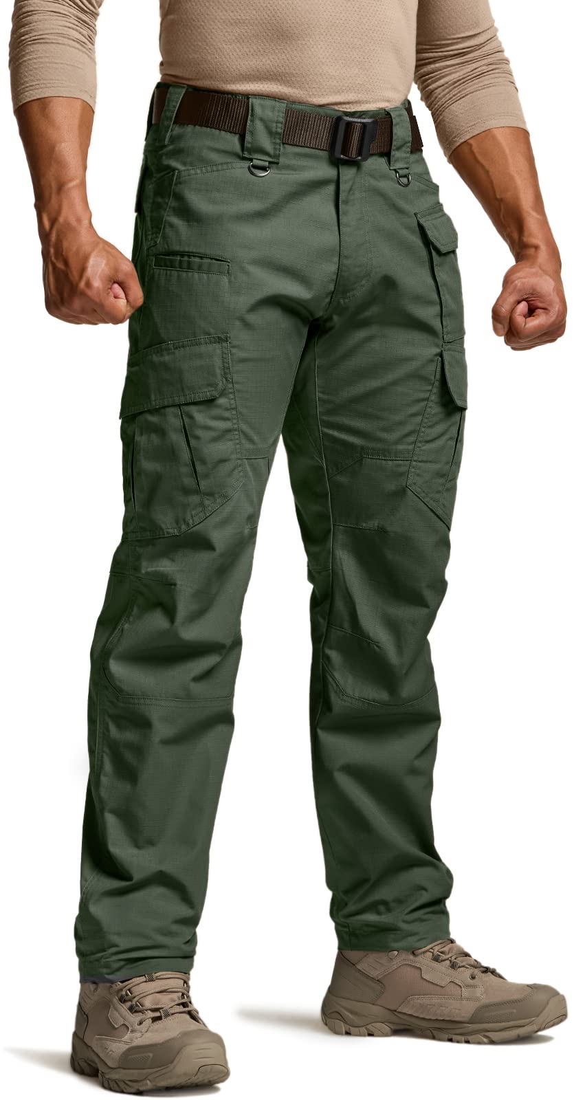 CQR Men's Tactical Pants, Water Resistant Ripstop Cargo Pants, Lightweight EDC Work Hiking Pants, Outdoor Apparel, Raider Mag Green Kelp, 36W x 34L