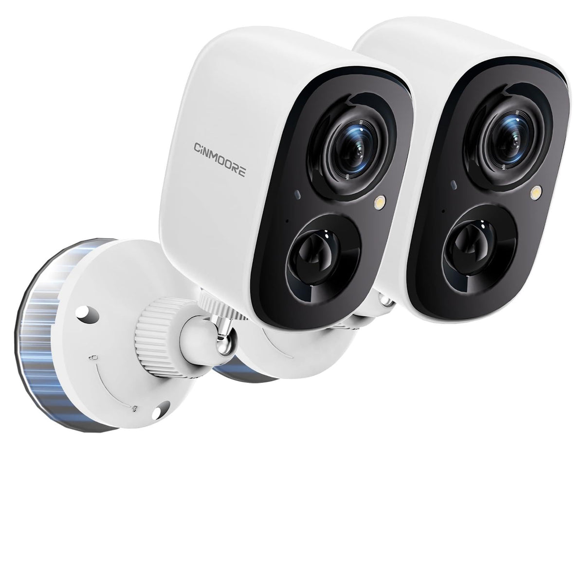 CINMOORE 2.5K Wireless Home Security Cameras 2-Pack, Outdoor WiFi Non-Subscription AI Person Detection, 4MP Color Night Vision, Full Duplex 2-Way Audio, IP66 Waterproof Battery Powered, U.S. AWS Cloud