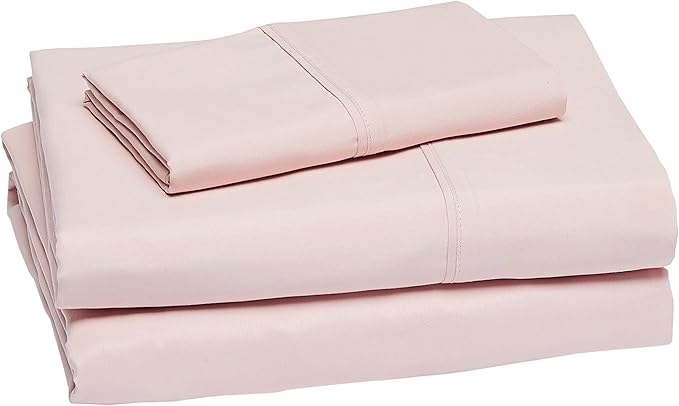 Amazon Basics Lightweight Super Soft, Comfortable Easy Care Microfiber 3-Piece Bed Sheet Set with 14-Inch Deep Pockets, Easy to Wash, Twin XL, Blush Pink, Solid
