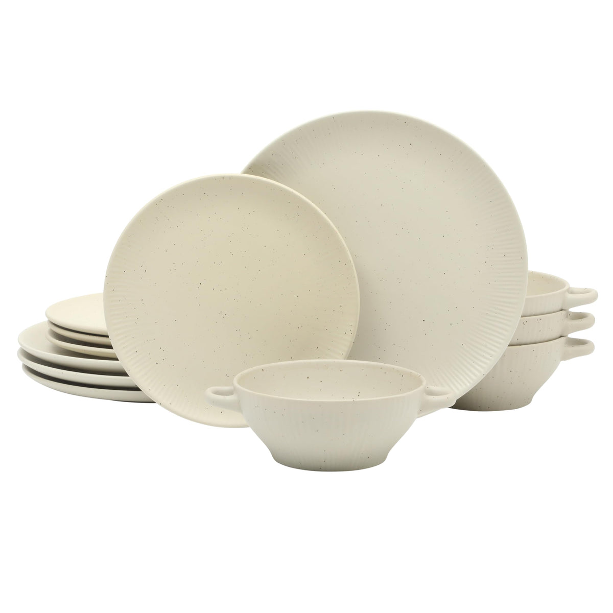 Gibson Elite 12 Piece Matisse Moderna Stoneware Reactive Glaze Plates and Bowls Dishes Dinnerware Set - Cobalt Blue