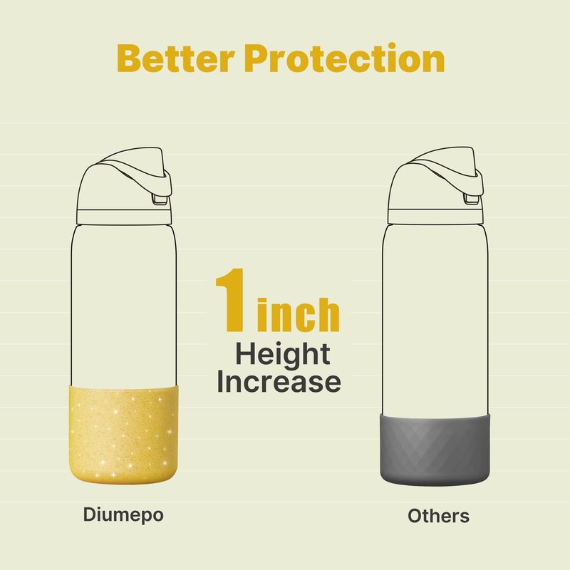 Diumepo Silicone Water Bottle Boot for Owala 32 oz, Anti-Slip Protective Sleeve for Owala Twist & FreeSip & Flip Stainless Steel Water Bottle, Boot Bottom Base for Owala (Glitter Yellow)