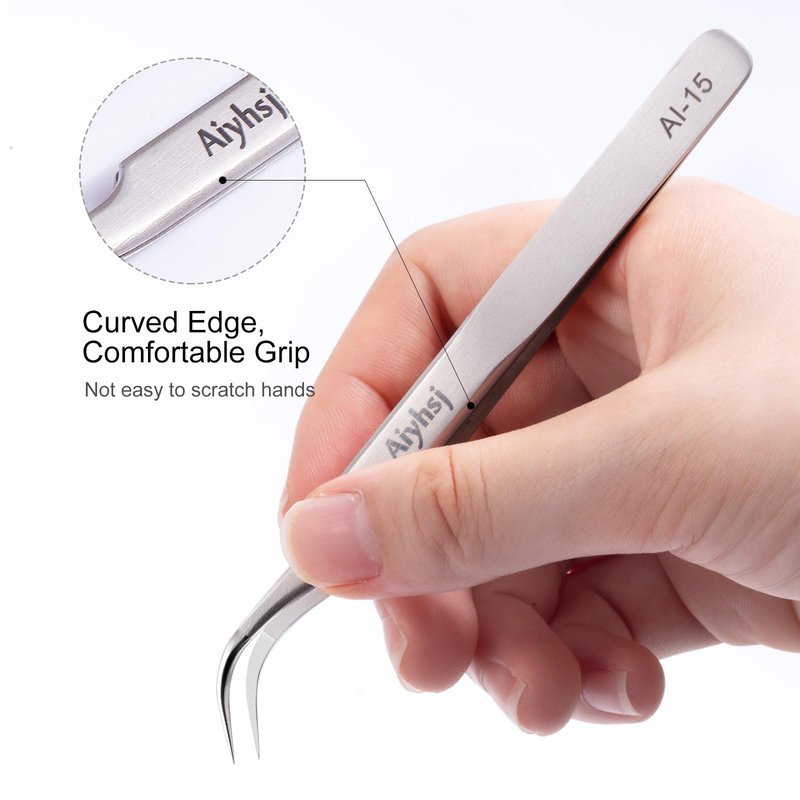 Precision Tweezer, Upgraded Professional Fine Tip curved, High-end Stainless Steel Tweezers for Craft, Electronics, Soldering, Eyelash Extensions, Laboratory Work, Jewelry-Making