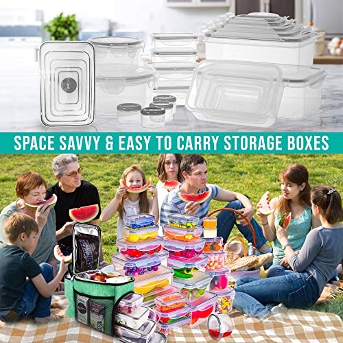 RockBerry 50 Pcs Large Food Storage Containers with Lids Airtight-85 OZ to small Containers-Total 526OZ Stackable Kitchen Set -BPA Free Leak proof containers- Freezer Microwave safe - color: 50Pcs