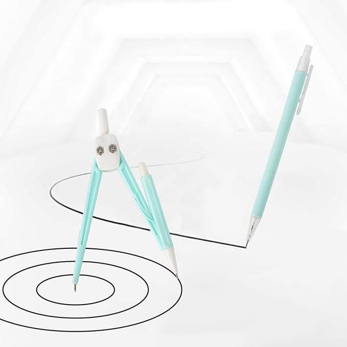 LABANCA 8 Pcs Compass Set with Protractor Rulers Pencil for Math Geometry (07053Blue)