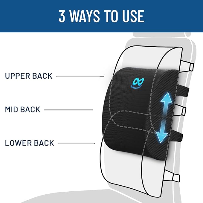 Everlasting Comfort Lumbar Support Pillow with Seat Bundle - Premium Memory Foam Office Chair Cushions for Enhanced Posture, Support, All-Day Comfort - Multi-Use for Car, Desk Chair, Gaming Chair