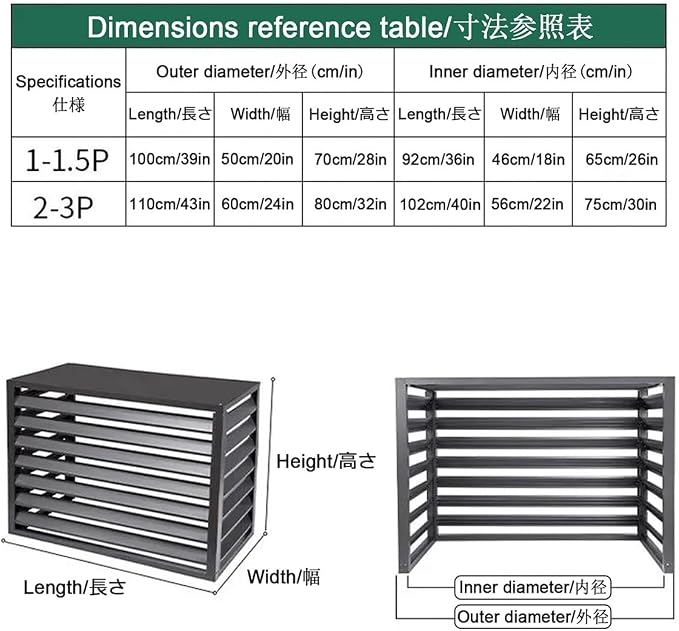 Aluminum Air Conditioner Fence Set of 2, Louvered Outdoor AC Unit Cover