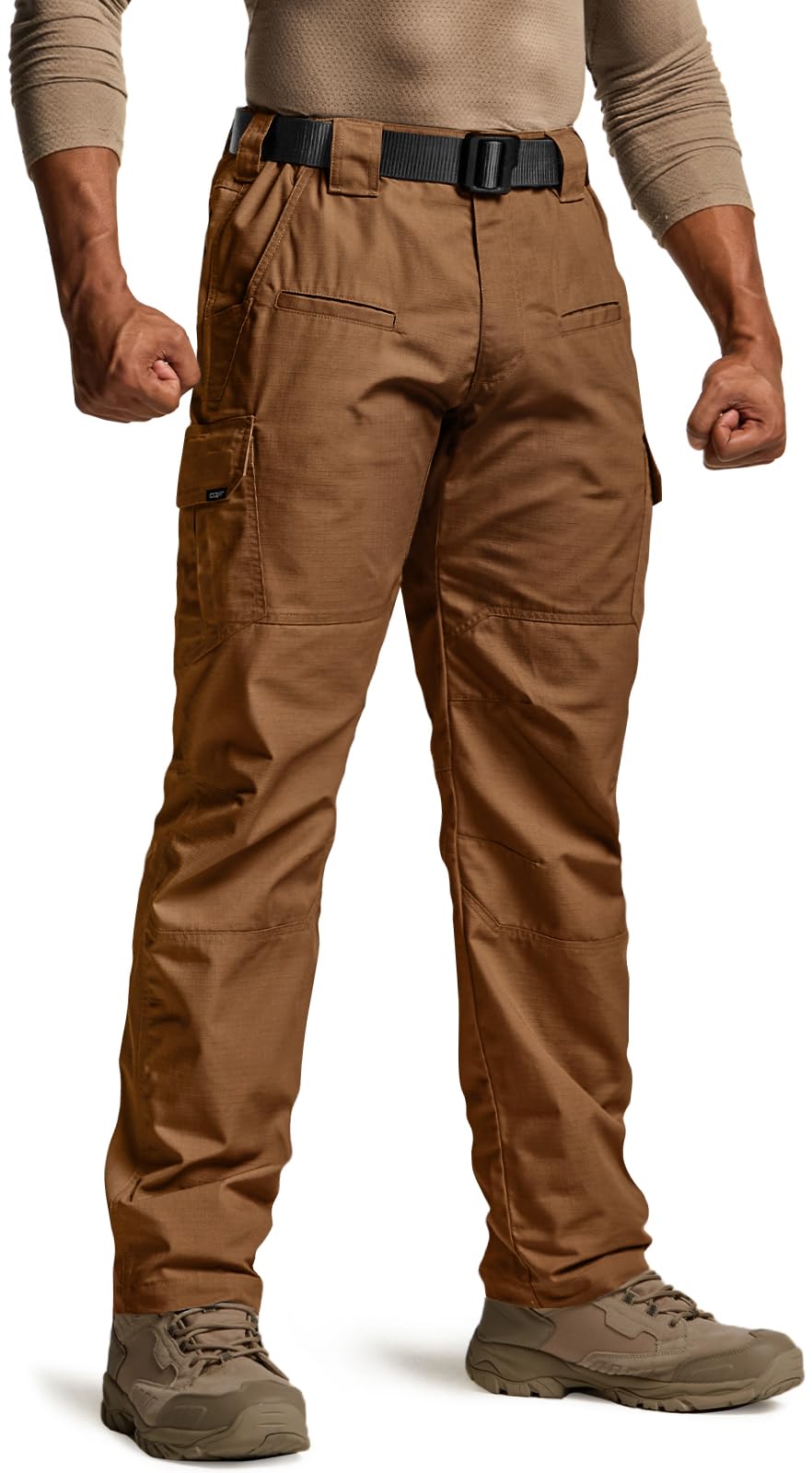 CQR Men's Tactical Pants, Water Resistant Ripstop Cargo Pants, Lightweight EDC Work Hiking Pants, Outdoor Apparel, Raider Copper Brown, 36W x 32L