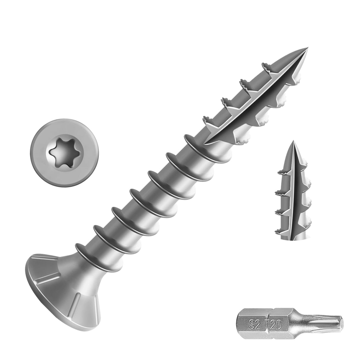 Wensilon #8 * 1-5/8" 304 Stainless Steel Deck Screws, (3300pcs) 15 lbs.Exterior Wood Screws, Rust Resistant epoxy Coated, Bronze, T20 Star Bit