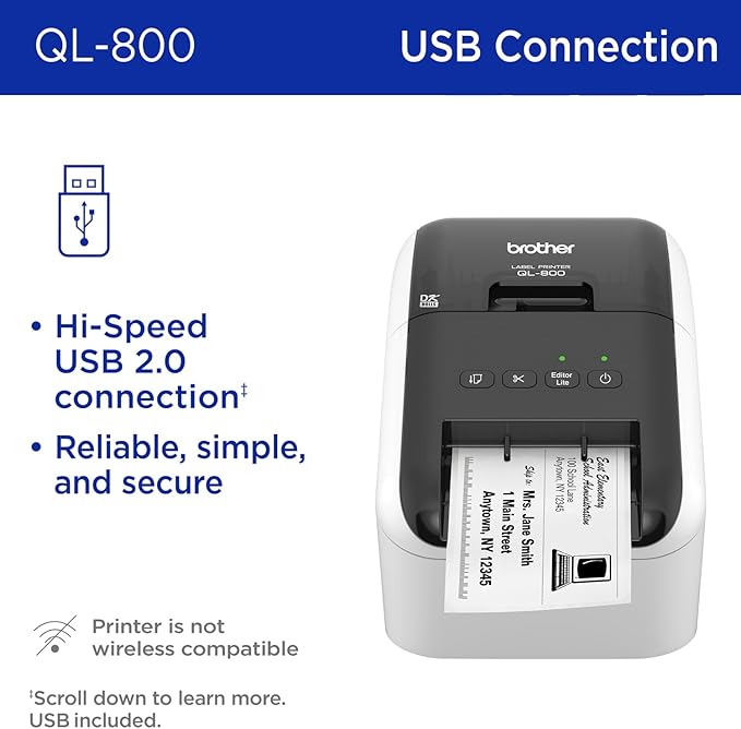 Brother RQL-800 -(Q L800) High-Speed, Professional Label Printer (Renewed),White